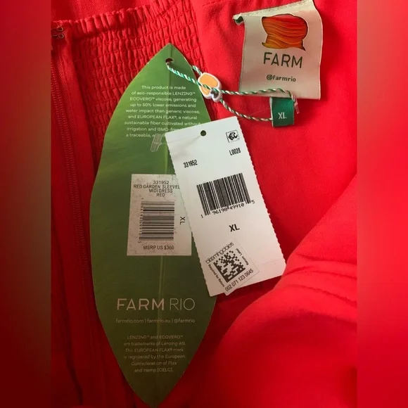 NWT Farm Rio Garden Linen Sleeveless Midi Dress Size XL 3D Appliqué